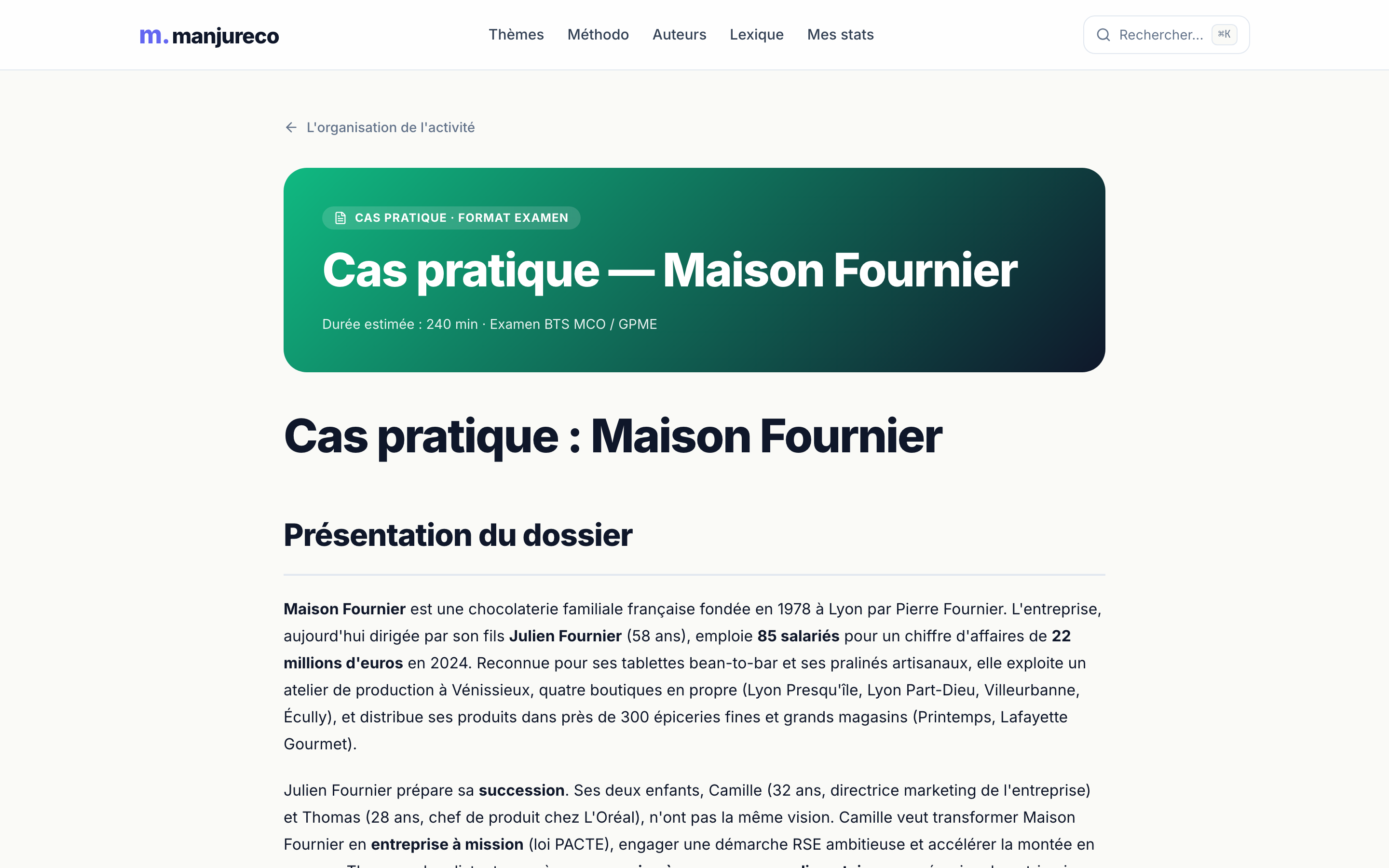 Cas pratique format examen avec dossier documentaire