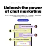 Haut de la page d'accueil du site web de Manychat